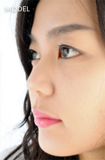 Close up profile shot of young asian woman's Face